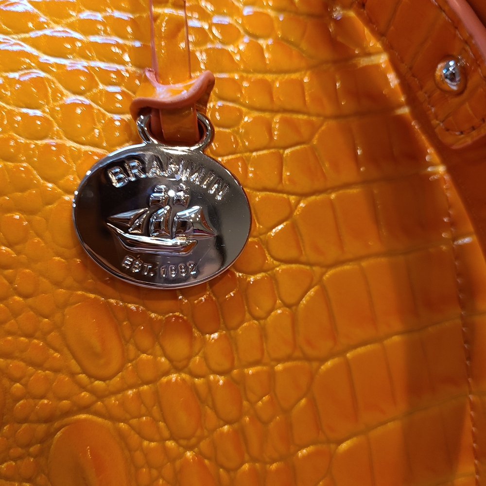 Brahmin Orange Croc-Embossed Tote - Picture 3 of 16